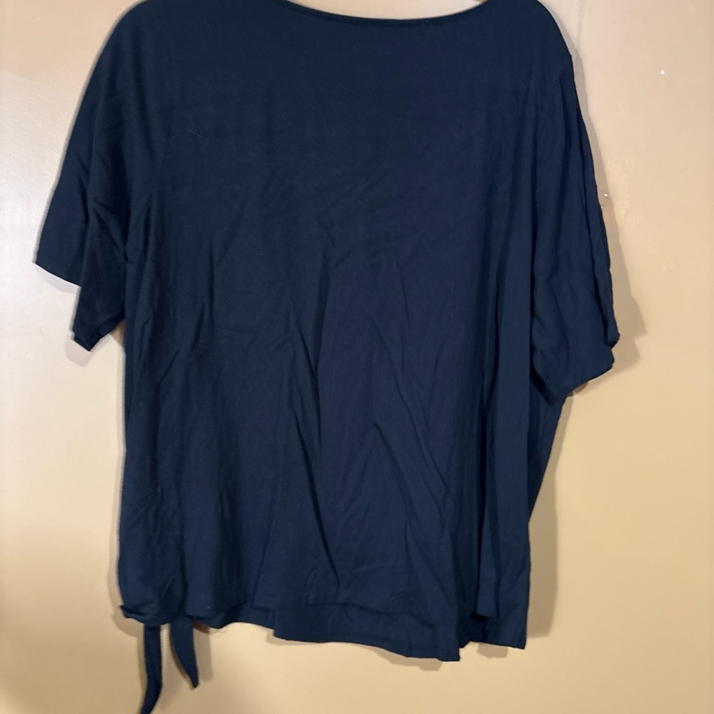 HC241. Belle by Kim Gravel Triple Lux Grommet Side Tie T-shirt 1X BLACK - Picture 7 of 8
